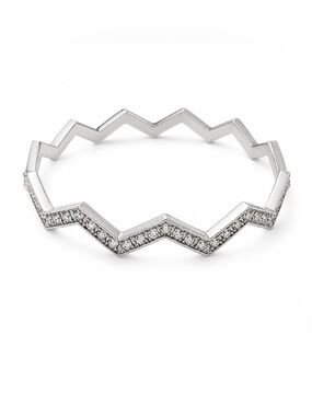 Silver Zigzag Bracelet with Crystal Accents